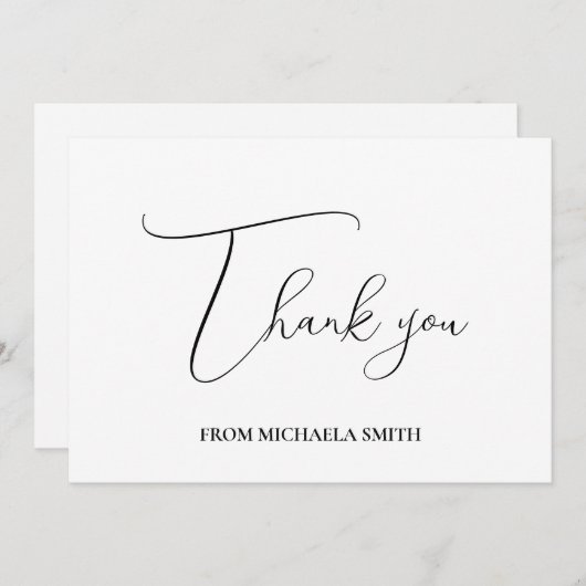 シンプルモダンScript Graduationメッセージ サンキューカード (正面/裏面)