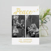 シンプルモダンScript Handshed Peace 3枚の写真 箔シーズンカード (立ち正面)