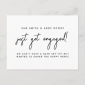 シンプルモダンScript Just得 Photo婚約した 案内ポストカード (裏面)