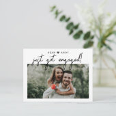 シンプルモダンScript Just得 Photo婚約した 案内ポストカード (スタンド正面)