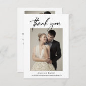シンプルモダンScript Minimalist結婚の写真 サンキューカード (正面/裏面)