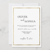 シンプルモダンScript Minimalist金ゴールドフレ結婚ーム 招待状 (正面)