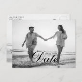 シンプルモダンScript Overlay Photo日付の保存 案内ポストカード (正面/裏面)