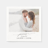 シンプルモダンScript Photo婚約パーティ スタンダードカクテルナプキン (正面)