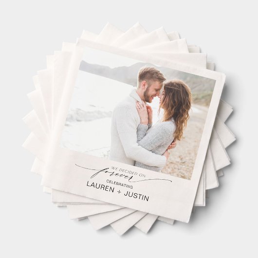 シンプルモダンScript Photo婚約パーティ スタンダードカクテルナプキン