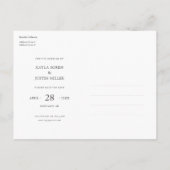シンプルモダンScript Photo日付を保存結婚する インビテーションポストカード (裏面)
