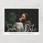 シンプルモダンScript Photo日付を保存結婚する インビテーションポストカード (正面)