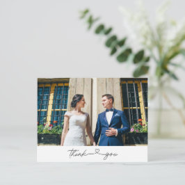 シンプルモダンScript Photo結婚's Thank You ポストカード