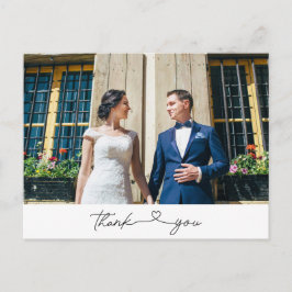シンプルモダンScript Photo結婚's Thank You ポストカード