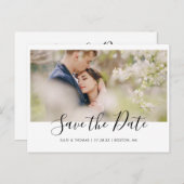 シンプルモダンScript Photo 案内ポストカード (正面/裏面)