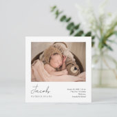 シンプルモダンScript Photo Boy or Girl誕生 案内状 (スタンド正面)