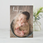 シンプルモダンScript Photo Collage Thank You誕生 案内状 (スタンド正面)