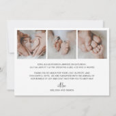 シンプルモダンScript Photo Collage Thank You誕生 案内状 (裏面)