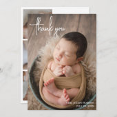 シンプルモダンScript Photo Collage Thank You誕生 案内状 (正面/裏面)