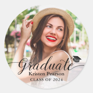 シンプルモダンScript Photo Graduation ラウンドシール