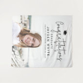 シンプルモダンScript Photo Graduation Party タペストリー (正面(横))