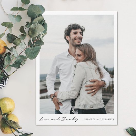 シンプルモダンScript Photo Love and 感謝してい 結婚's サンキューカード