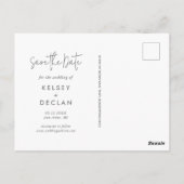 シンプルモダンScript Photo Wedding日付の保存 ポストカード (裏面)