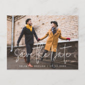 シンプルモダンScript Photo Wedding日付の保存 ポストカード (正面)