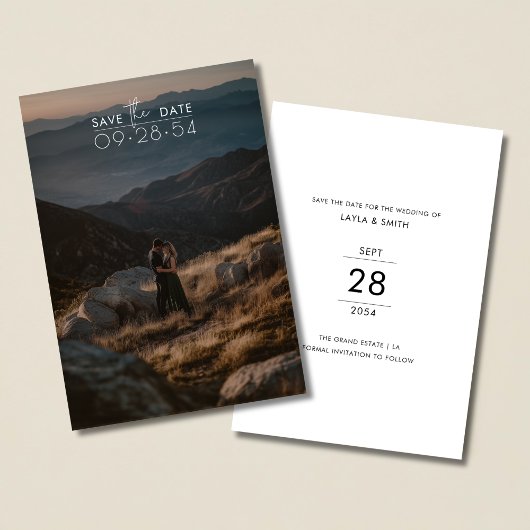 シンプルモダンScript Romantic素朴 Photo結婚's セーブザデート