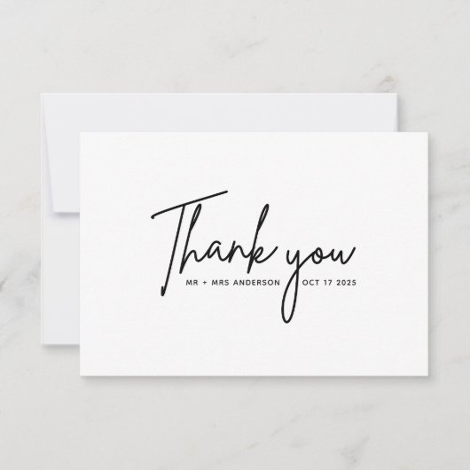 シンプルモダンScript Thank 結婚 You's Photo Card サンキューカード (正面)
