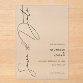 シンプルモダンScript Wedding日付の保存 アクリル招待状 (正面)