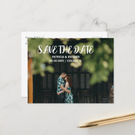 シンプルモダンScript Wedding日付の写真を保存 シーズンポストカード