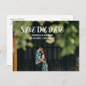シンプルモダンScript Wedding日付の写真を保存 シーズンポストカード (正面/裏面)