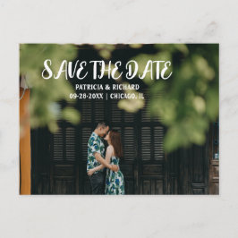 シンプルモダンScript Wedding日付の写真を保存 シーズンポストカード