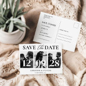 シンプルモダンScript Wedding日付の写真を保存 ポストカード