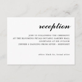 シンプルモダンScript Wedding Receivation Black エンクロージャーカード