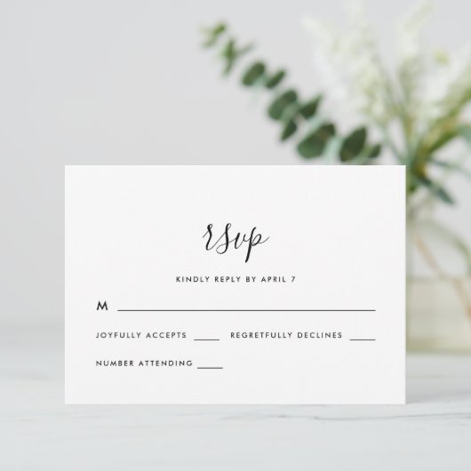 シンプルモダンScript Wedding Rsvp (スタンド正面)
