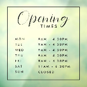 シンプルモダンStore Opening Timesウィンドウの固定 ウィンドウサイン (シート3)