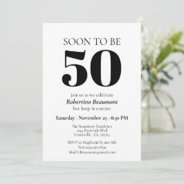 シンプルモダンSurprise 50th Birthday Party 招待状