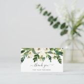 シンプルモダンThank You白フローラエレガント 名刺 (スタンド正面)