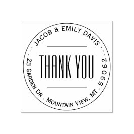 シンプルモダンTHANK YOU ROUND差出人住所 ラバースタンプ