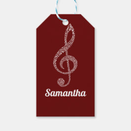 シンプルモダンTrebleクレフ、 音符記号ホワイトノート図解入りの、写真付きの ギフトタグ