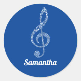 シンプルモダンTrebleクレフ、 音符記号ホワイトノート図解入りの、写真付きの ラウンドシール