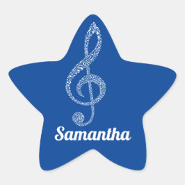 シンプルモダンTrebleクレフ、 音符記号ホワイトノート図解入りの、写真付きの 星シール