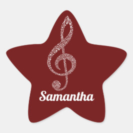 シンプルモダンTrebleクレフ、 音符記号ホワイトノート図解入りの、写真付きの 星シール