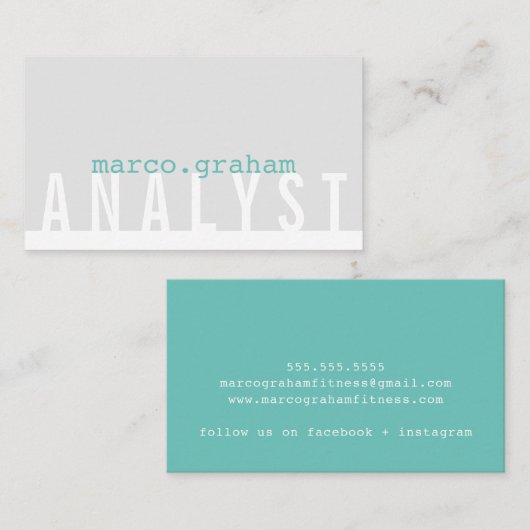 シンプルモダンTYPEプレーン男らしグレーミントグリーン 名刺 (正面/裏面)