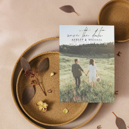 シンプルモダンVellum 2フォトタイポグラフィ結婚ズ セーブザデート