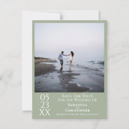 シンプルモダンWedding Save the Date Photo Sage マグネット招待状
