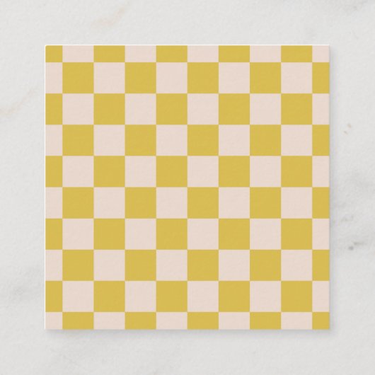 シンプルモダンYellow Checkerboardあなたのロゴカスタム スクエア名刺 (裏面)