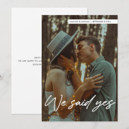 シンプルモダンYesの写真を結婚Script We Said 招待状