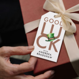 シンプルモチャブラウングッドラックパトリックの日帽子 ギフトタグ