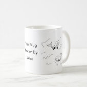 シンプルモノクロームホエールシーラインアートカスタム コーヒーマグカップ (正面右)