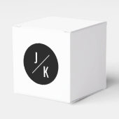 シンプルモノクロ円結婚式の引き出物箱 フェイバーボックス (正面サイド)
