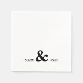 シンプルモノクロ名結婚ナプキン スタンダードカクテルナプキン