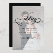 シンプルモノクロ書結婚跡 招待状 (正面/裏面)